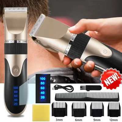 Professional Hair Clipper with Battery Power display Men's Barber Beard Trimmer Rechargeable Hair