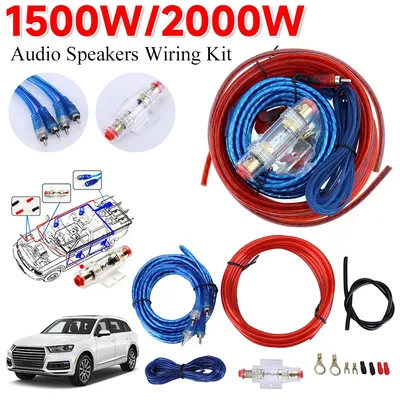 1500W Car Audio Speakers Wiring Kit 18GA RCA Car Subwoofer Power Amplifier Wiring Speaker