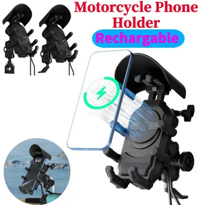 Motorcycle Phone Holder 15W Wireless Charger Shockproof Smartphone Bike Cellphone Support Anti-Theft