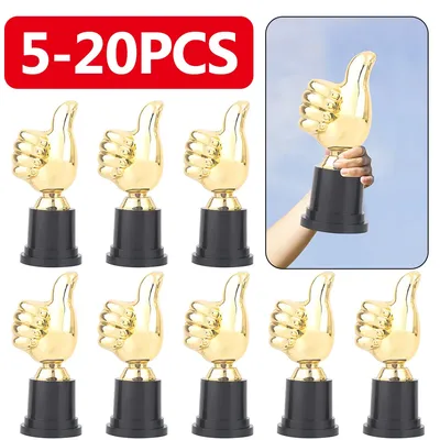 5-20PCS Thumbs Up Trophy Plastic Gold Trophies Encouragement Mini Victory Trophies Award Prizes for