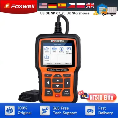 FOXWELL NT510 Elite Wireless Diagnostic Tool Full System Code Reader Active Test ECU Coding OBD OBD2