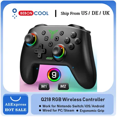 BEBONCOOL Q218 Wireless RGB Switch Controller For Nintendo Switch/OLED/Lite/Android/IOS/ PC with