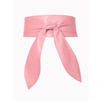 Women's Wide Red Faux Leather Obi Belt – Elegant Waist Cincher with Tie Knot Design for Dresses and Outerwear