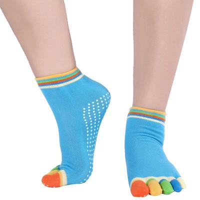 Yoga Socks Grip Yoga Socks Five Toe Socks 1 Pair Women's Socks Anti-Slip Breathable Moisture Wicking Protective Yoga Pilates Dance Bikram Barre Sports Winter Deep Purple Azure PinkYellow