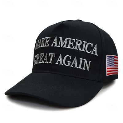 Men's Baseball Cap Trump Hat MAKE AMERICA GREAT AGAIN Sun Hat Black Red Cotton Embroidered Fashion Casual Street Daily Letter American US Flag Adjustable Sunscreen Breathable