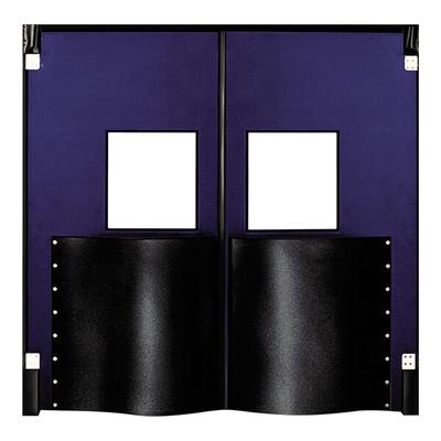 Chase Doors Durulite Industrial 84" x 96" Blue Ultra Heavy-Duty Double Swinging Traffic Door with Windows and 24" Black Bumpers 8496CINDD24BLUE