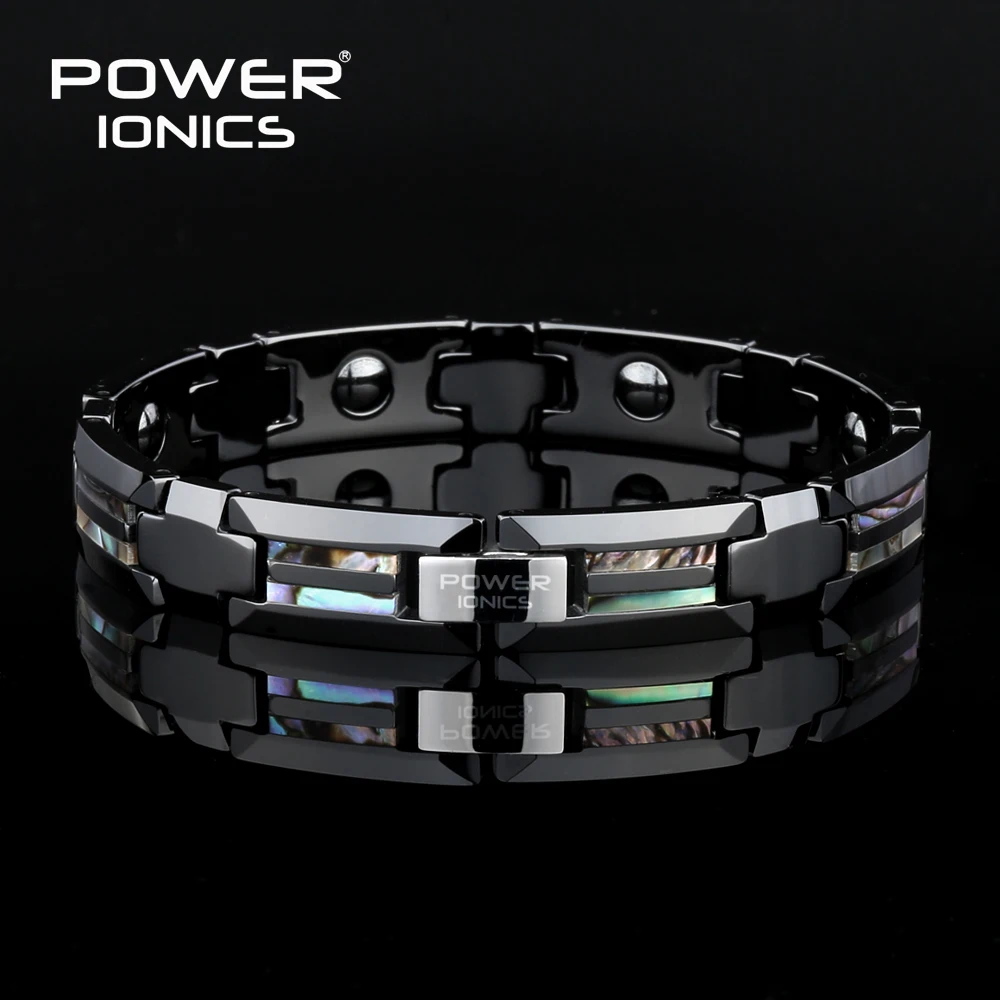 Power Ionics bracciale magnetico conchiglia naturale di lusso braccialetti in ceramica nera braccialetti braccialetto Unisex regali di gioielli di lusso