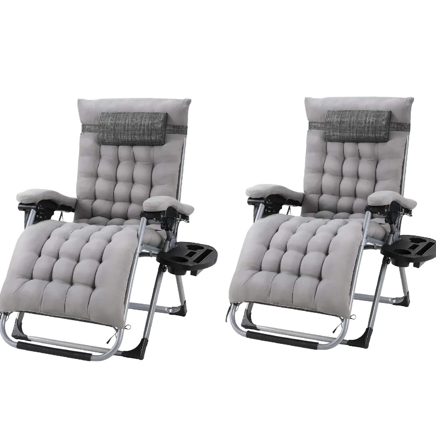 AuAg Klappbarer Zero-Gravity-Loungesessel, Übergröße, Liegestühle, Baumwollkissen für Garten, Außenterrasse, Sonnenliege, Belastung 160 kg