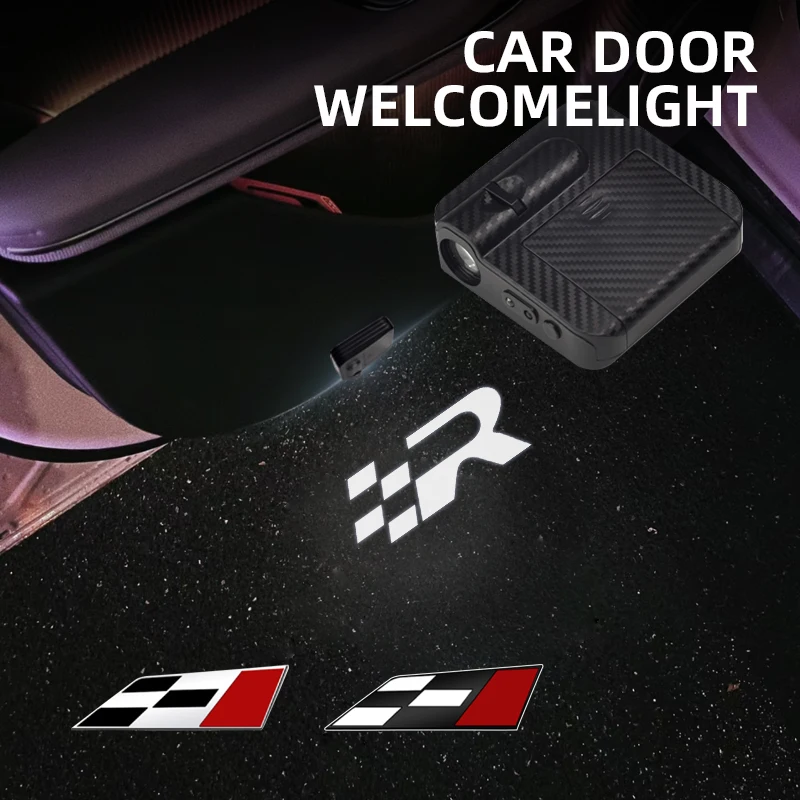 1/2 pezzi R bandiera da corsa logo porta auto HD lampade a LED proiettore cortesia luci di benvenuto per SEAT Cordoba Ibiza Leon Altea Cupra Ateca