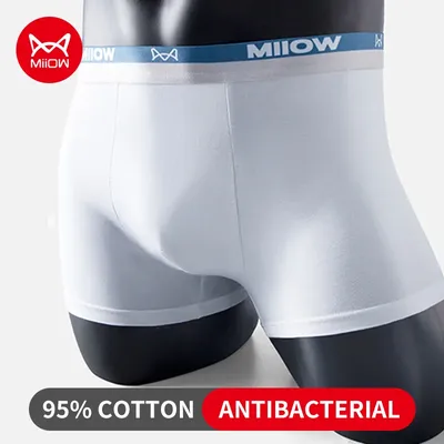 Miiow 3pcs Baumwolle Herren höschen 7a anti bakterielle Herren unterwäsche Boxer elastische Taille atmungsaktive Mann Unterhose Männer Boxershorts Image