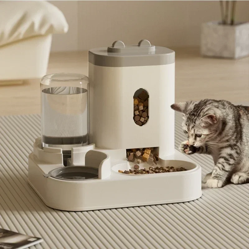 Automatischer Futternapf für Katzen und Hunde mit Wasserspender, Brunnen für Haustiere, großes Fassungsvermögen, erhöhter Ständer, Trinknapf für Katzen und Hunde Image