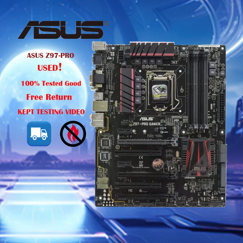 Asus Z97-PRO gamer motherboard 4790 ddr3 core i7 4670k i5 3,0 k cpus intel z97 pci-e 3,0 32gb atx m.2 sata3 6 ×usb Image