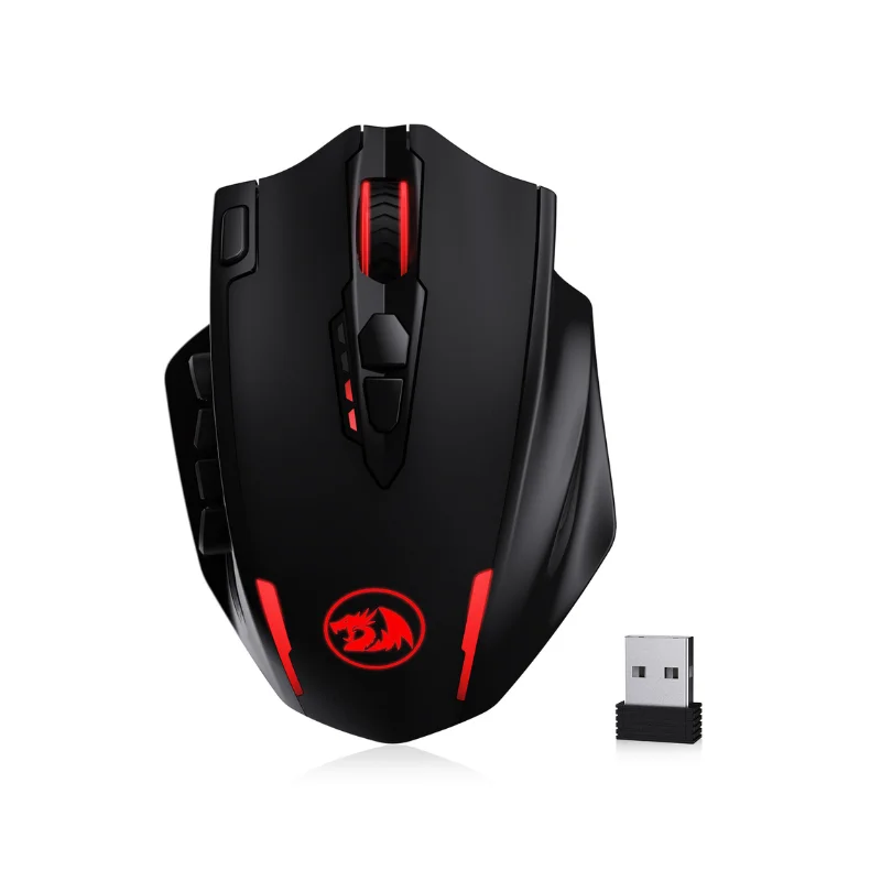 Mouse da gioco ottico RGB wireless Redragon M913 da 16000 DPI cablato da 2,4 Ghz 16 pulsanti programmabili, mouse nero/bianco