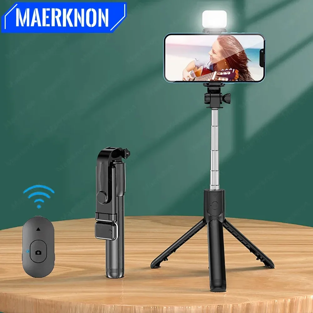 Bluetooth Drahtlose Handy Selfie Stick Stativ Telefon Halter mit Füllen Licht Einbeinstativ Fernbedienung Auslöser für iPhone Xiaomi Image