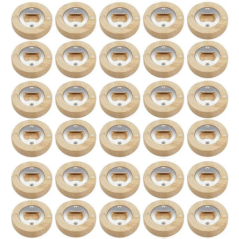 30 Stück Magnet-Flaschenöffner aus Holz, Bieröffner, Taufgeschenk, Erstkommunion-Souvenir, Magnet-Kühlschranköffner Image