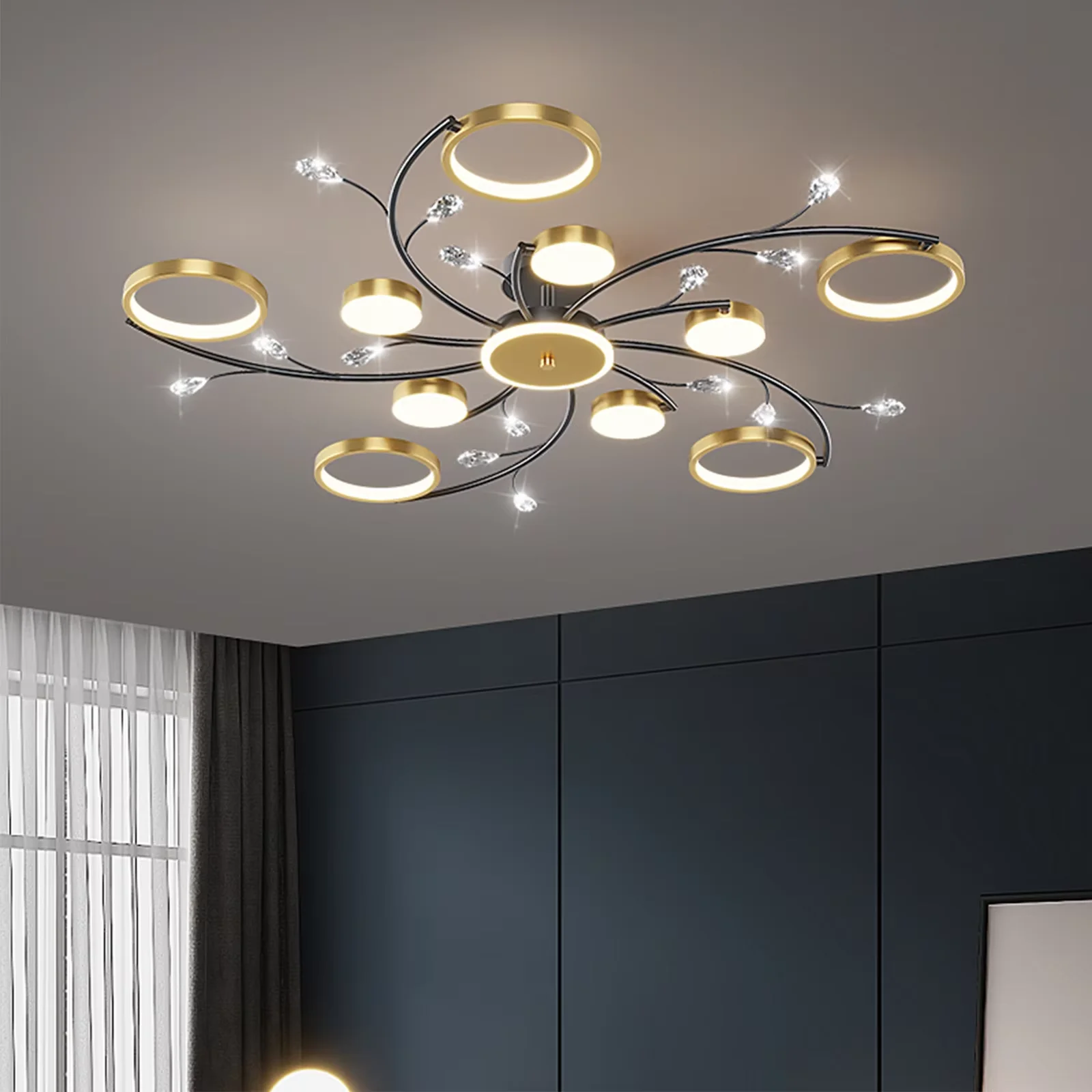Iralanische moderne LED Kronleuchter runde Kronleuchter Wohnzimmer Lichter intelligente Fernbedienung Kronleuchter Raum Innen Küche Licht