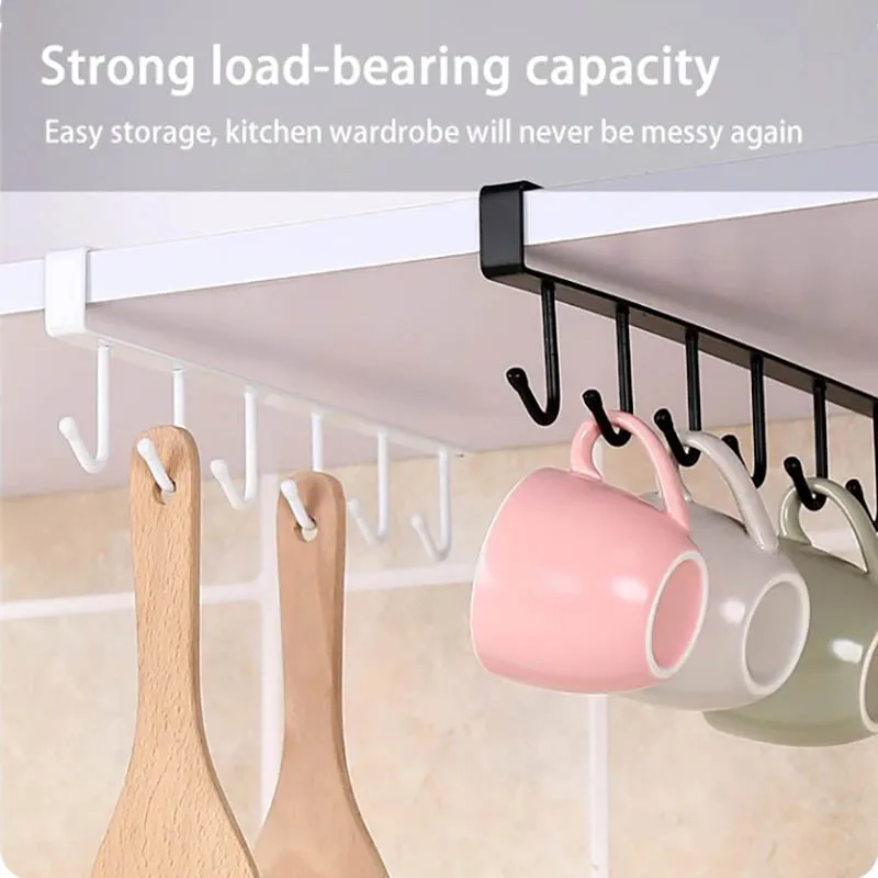 6-haken Kaffeetasse Becherhalter Schwarz Weiß Haken Regal Multifunktions Küchenschrank Kleinigkeiten Organizer Aufbewahrung Aufhänger