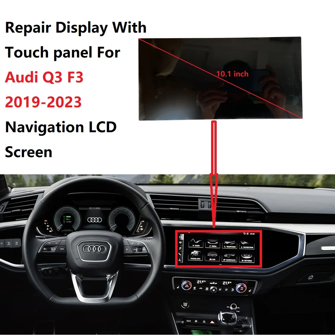 Display da 10.1 pollici per Audi Q3 F3 2019-2022 Schermo LCD di navigazione con pannello touch di riparazione 83A 919 605C