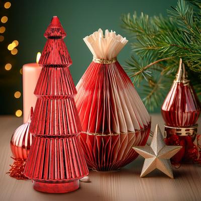 LED-Tanne aus Glas 54 cm hoch rot Image