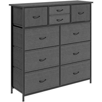 HOMCOM Kommode, Aufbewahrungsschrank mit 10 Faltbaren Stoffschubladen, Sideboard im Modern-Stil für Image