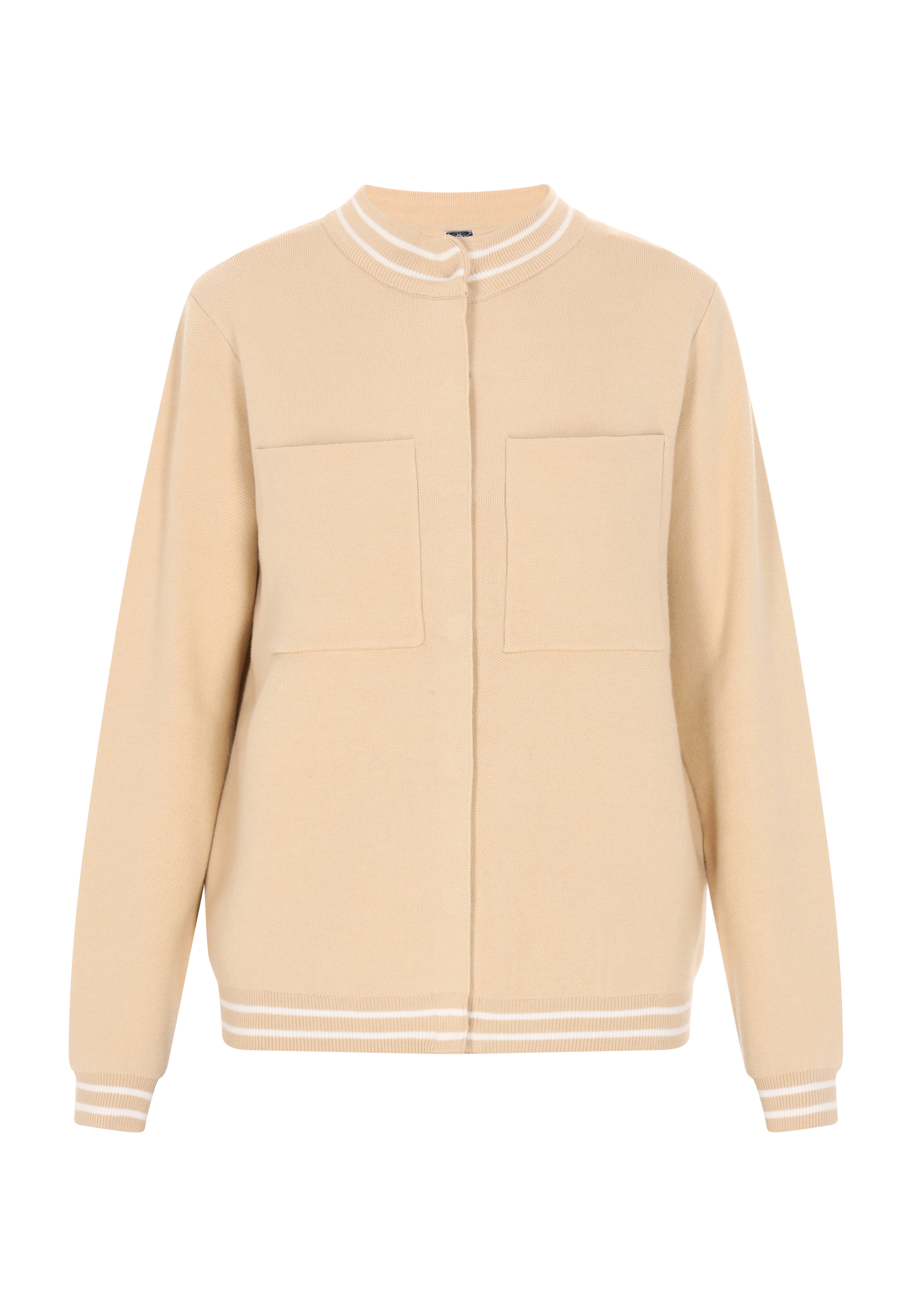Dreimaster Cardigan Damen Beige Weiss Streifen Image