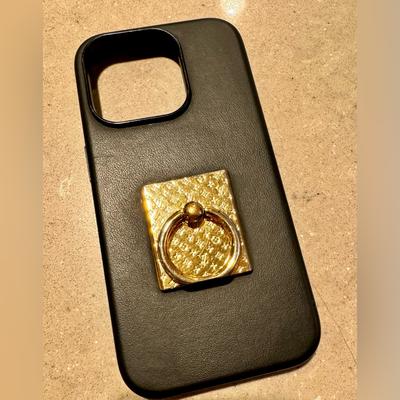 Louis Vuitton Cell Phones & Accessories | Louis Vuitton Phone Ring/ Iphone 15 Pro Leather Case | Color: Black/Gold | Size: Os