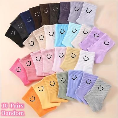 TEMU 10 Pairs Socks, Cute & Colored Mid Tube Socks, Women's Stockings & Hosiery