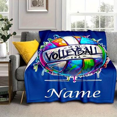 TEMU Customizable Volleyball Blanket, , , Tear-, -, Knitted Polyester, Multipurpose For , , , All -