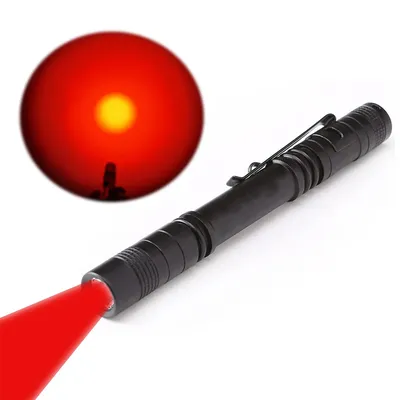 Portable Mini Red LED Flashlight Aluminum Alloy Pen Shaped Household Flashlight AAA Outdoor Strong