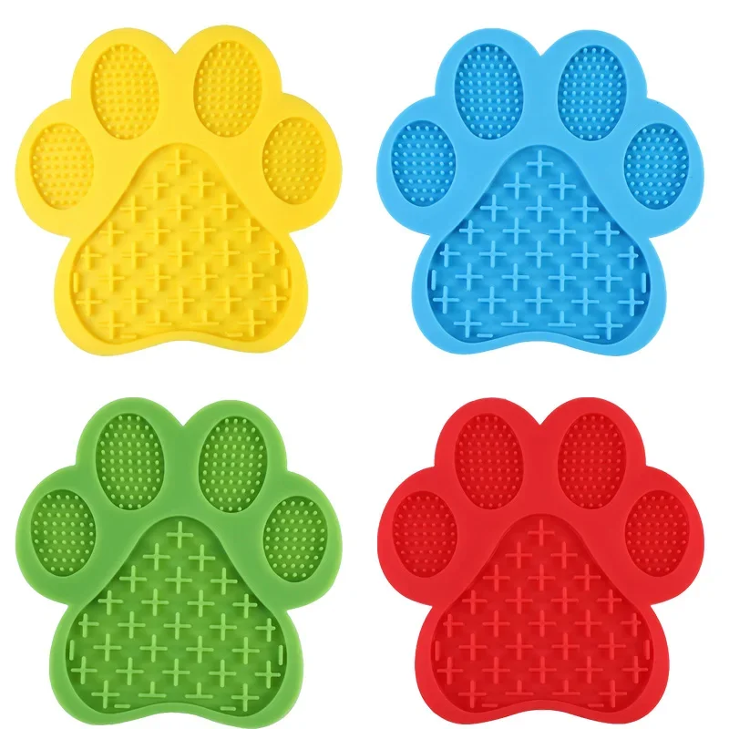 Tapis de léchage en Silicone pour patte de chien, plateau de nourriture lente pour animaux de compagnie, bain pour chien, distraction, ventouse, garde-aliments, entraînement