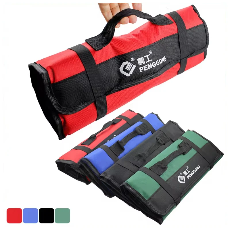 Sac à outils en rouleau, sac à outils enroulable robuste, rouleau de clé, sac de rangement d'outils polyvalent pour électricien, sac à outils pliant