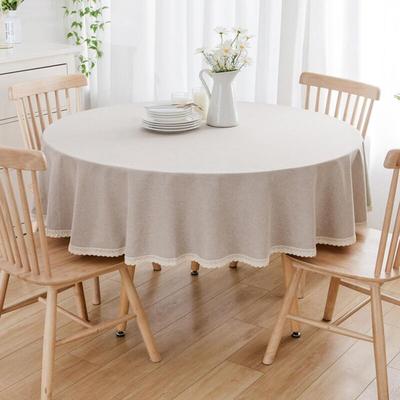 Jn.songs - Runde Tischdecke aus Baumwollleinen, Leinenoptik Tischdecken für Esstische, Kaffeetische Image