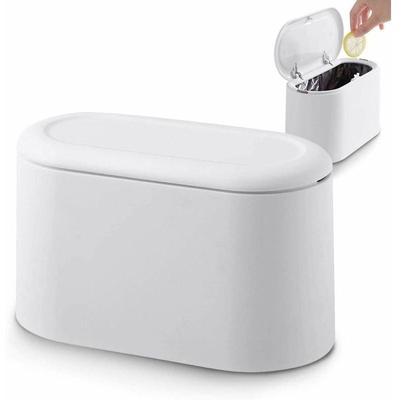 Druckdeckel-Mülleimer, Mülleimer, Push-Mülleimer, Tisch-Mülleimer, weißer Mini-Mülleimer auf der Image