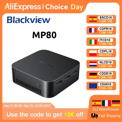 Blackview Mini-PC MP80 Intel N5095 Mini-Computer 16 GB RAM LPDDR4 1 TB M.2 SSD Mini-Desktop-Computer Micro-PC 2,4/5 G WiFi