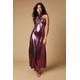 Oasis Womens Petite Occasion Metallic Twist Neck Midaxi Dress - Pink - Size 12 UK | Oasis Sale | Discount Designer Brands