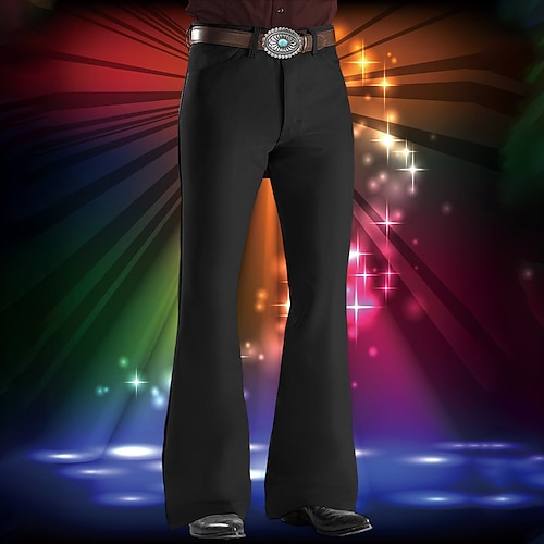 Herren Anzughosen Ausgestellte Hosen Glockenboden Hose Hosen Anzughose Tasche Glatt Komfort Weich In voller Länge Party Klub Disco-Lichter Elegant Modisch Schwarz Weiß Image