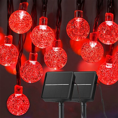 2er Pack Kristall Globe Solar Lichterkette 10m 100LEDs 6m 60LEDs Feenlichter wasserdicht Außen Garten Fenster Party Dekoration Image