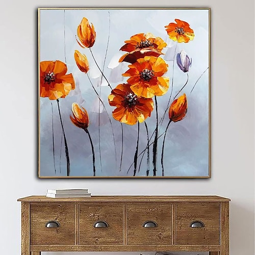 handgefertigtes Ölgemälde auf Leinwand, Wandkunst, Dekoration, modern, kleine frische Blumen, Pflanzen, Gänseblümchen für Zuhause, Tanzstudio, Dekor, gerolltes, rahmenloses, ungedehntes Gemälde Image