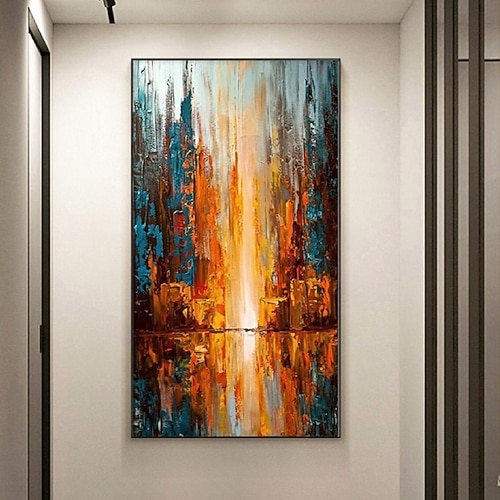 handgemaltes Waldbaum-Ölgemälde handgemachte Schneeszene Birkenwald dekoratives Gemälde Landschaftsgemälde großes Wandbild Kunst Geschenk Weihnachtsgeschenk für Schlafzimmer Wohnzimmer Wanddekoration Image