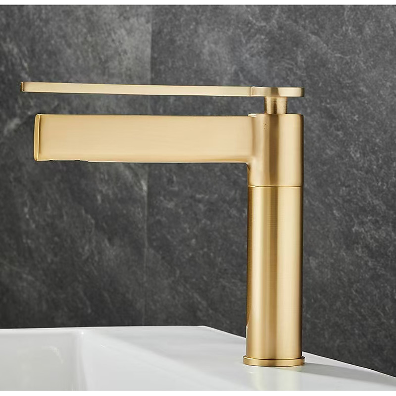 Bathroom Faucet Brass Brushed Gold Basin Faucet Mixer Tap Wash Basin Faucet Single Handle Hot Cold Lavotory Faucet