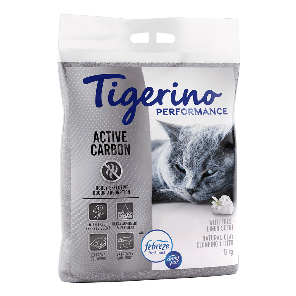 12kg Fresh Linen Scent Febreze Active Carbon Performance Tigerino Cat Litter
