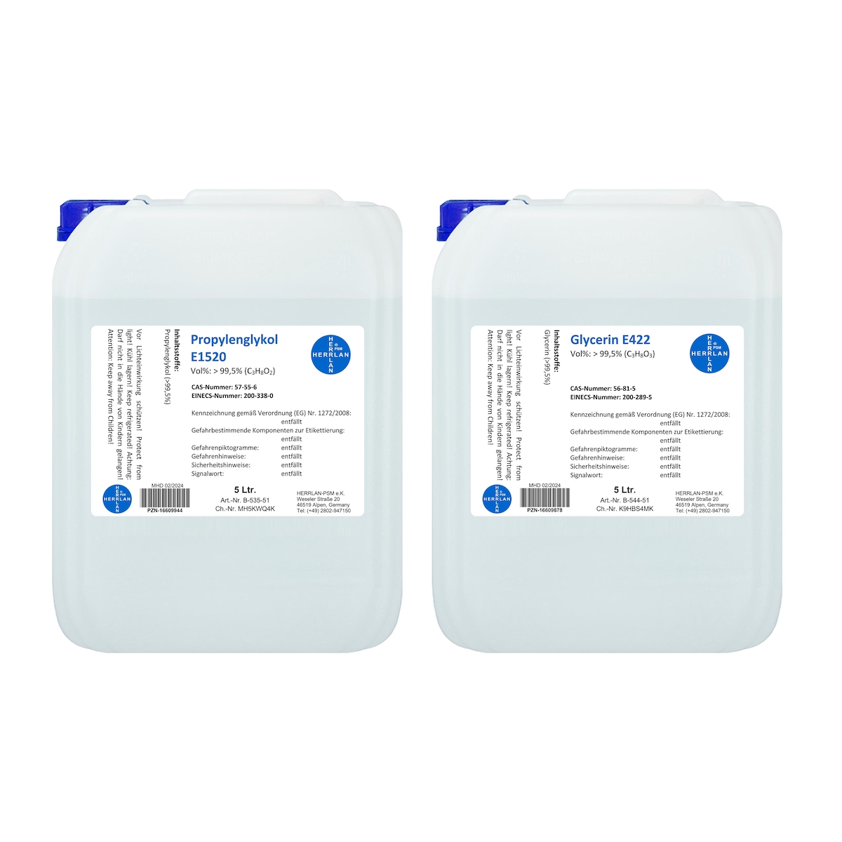 5000 ml Glycerin 99,5% + 5000 ml Propylenglykol 99,5% I HERRLAN-Qualität I Made in Germany Image
