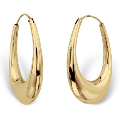 Women's Polished Oval Puffed Hoop Earrings 18K Gold Plated .925 Sterling Silver by PalmBeach Jewelry in Gold (Size ONE SIZE)