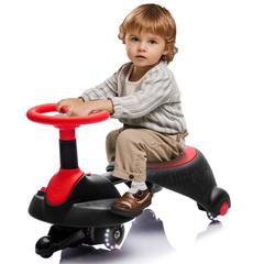 360-Degree Steering Wheel Ride-On Car with Shock Absorbing PU Wheels
