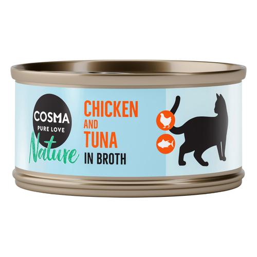 24x70g Cosma Nature Hühnerbrust & Thunfisch Katzenfutter Nass - 20+4 gratis!