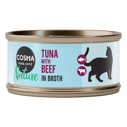 24x70g Cosma Nature Thunfisch mit Rind Katzenfutter Nass - 20+4 gratis!