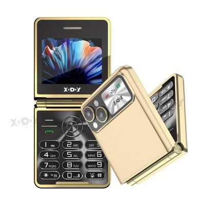 TEMU Xgody Flip Phone No Good For Elderly And Children Gsm Phone 1300mah Battery Type-c Dual Standby 2.4 Inch Color Screen Fm Radio Button Phone Bt Black Golden