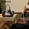 LA FESTIN Borsa in pelle Nuova borsa in pelle scamosciata Borse da donna Borsa di marca di lusso Borsa a tracolla moda Borsa a tracolla Borsa a secchiello di piccole dimensioni
