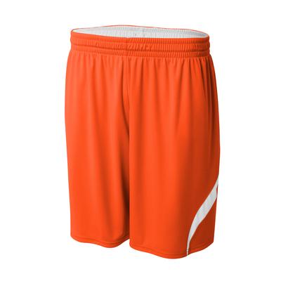 A4 NB5364 Youth Performance Double/Double Reversible Basketball Short in Orange/White size Small | Polyester A4NB5364