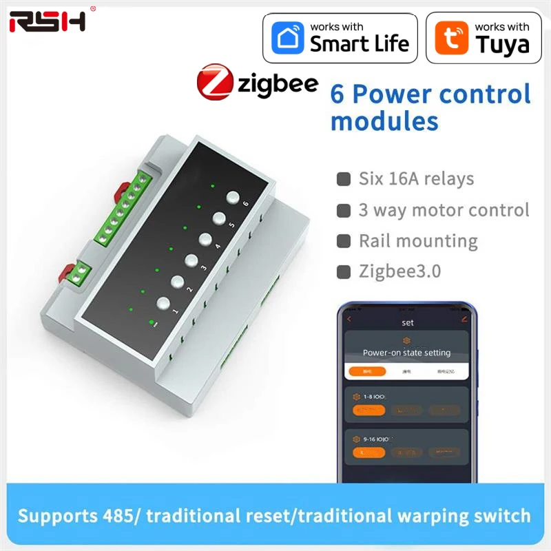 Tuya Smart Zigbee 6-16 Gang Relais Schalter Modul Fernbedienung Appliance Control Modul 110V-240V Funktioniert mit Alexa Google Hause Image